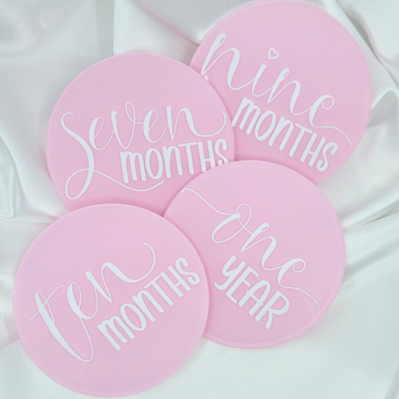 Akrilne mesečne ploščice mejnikov, angleške, krogi (K1)