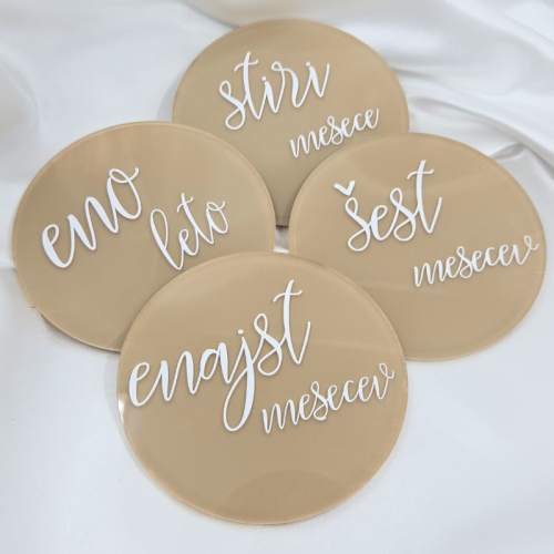 Set akrilnih mesečnih ploščic mejnikov, krogi (K2)