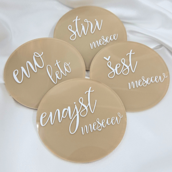 Set akrilnih mesečnih ploščic mejnikov, krogi (K2)