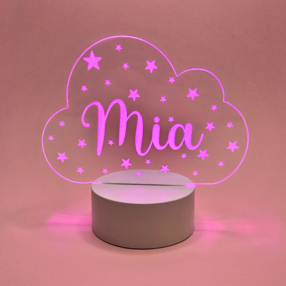 Personalizirana LED nočna lučka Oblaček z zvezdicami