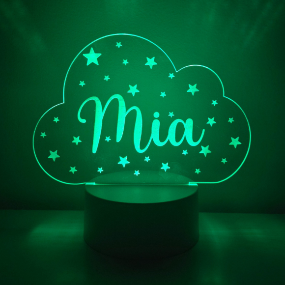 Personalizirana LED nočna lučka Oblaček z zvezdicami