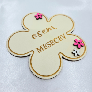 Lesene mesečne ploščice mejnikov v obliki rožic 2