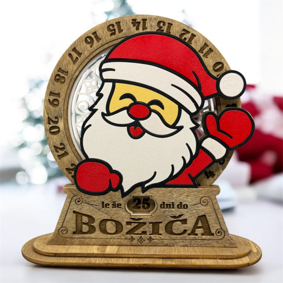 Leseni adventni odštevalnik Božiček