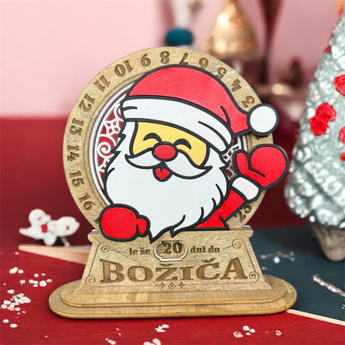 Leseni adventni odštevalnik Božiček