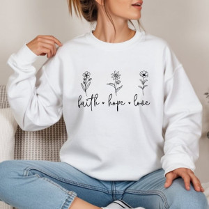 Ženski pulover faith, love, hope